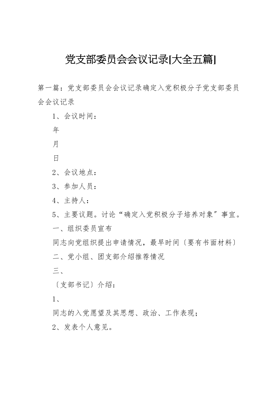 2023年党支部委员会会议记录大全五篇.doc_第1页