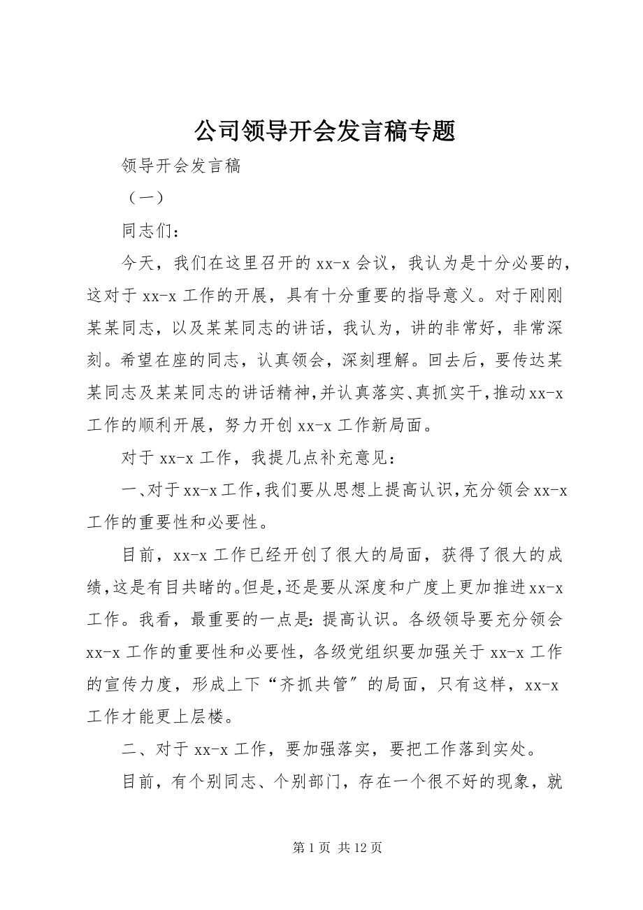 2023年公司领导开会讲话稿专题.docx_第1页