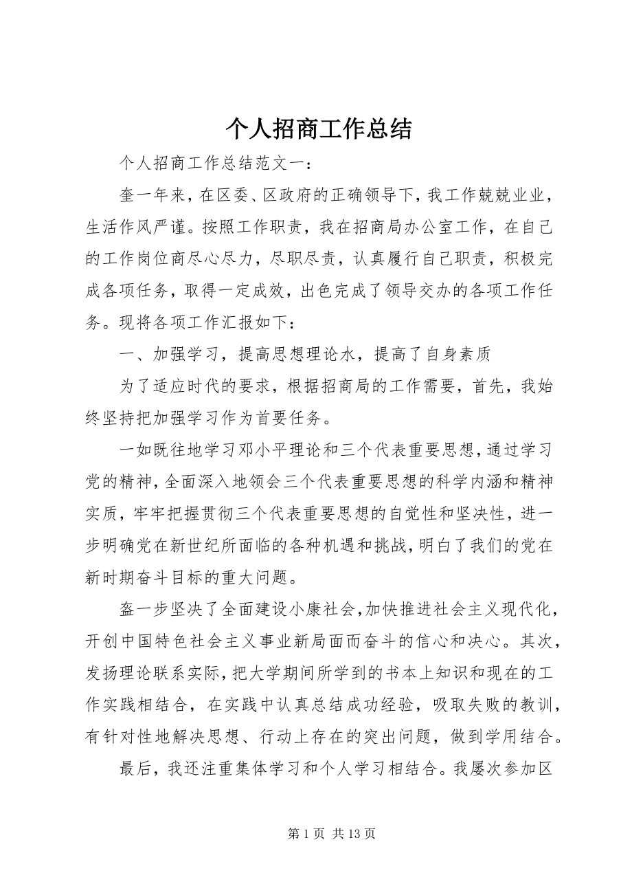 2023年个人招商工作总结.docx_第1页