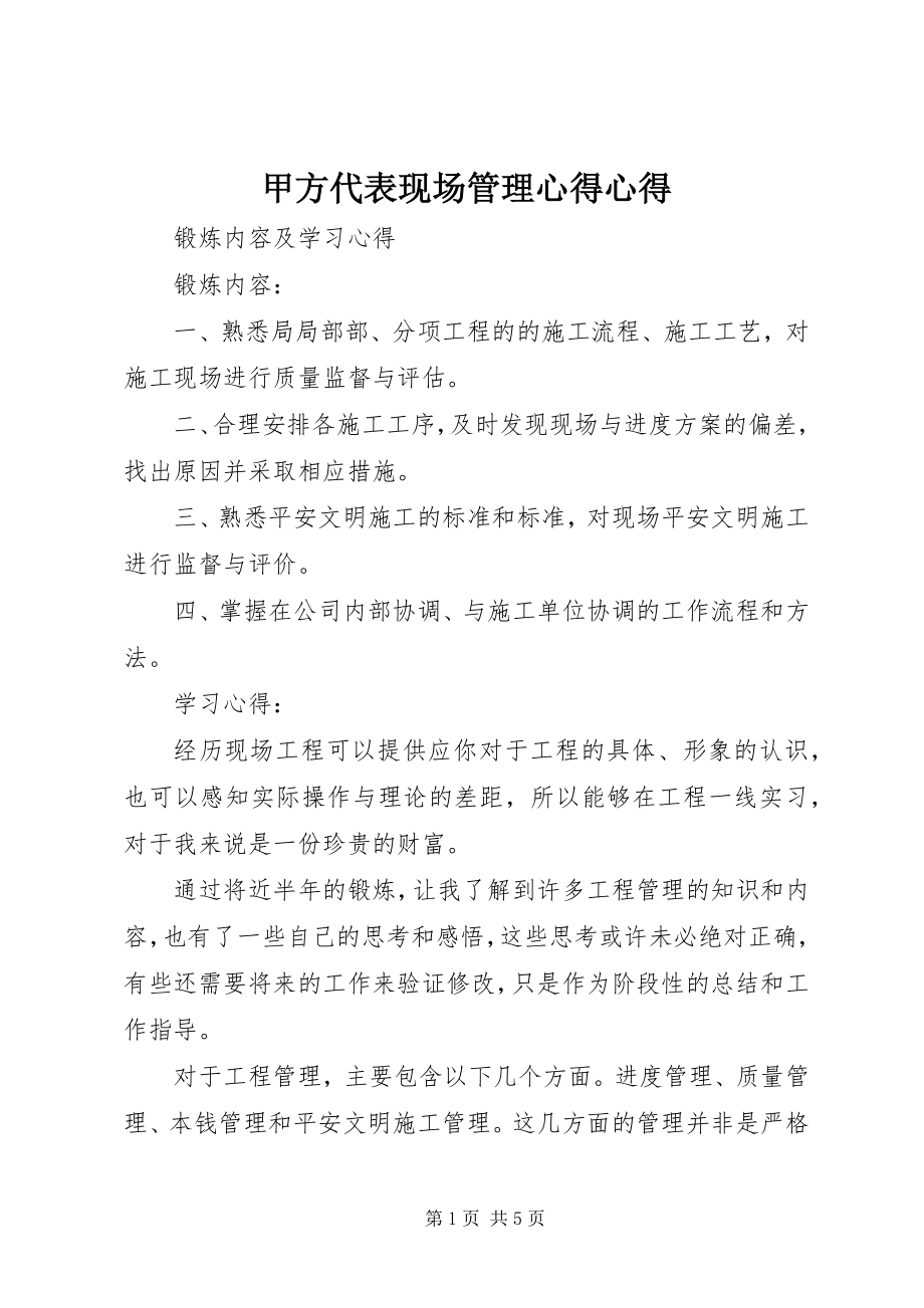 2023年甲方代表现场管理心得心得.docx_第1页