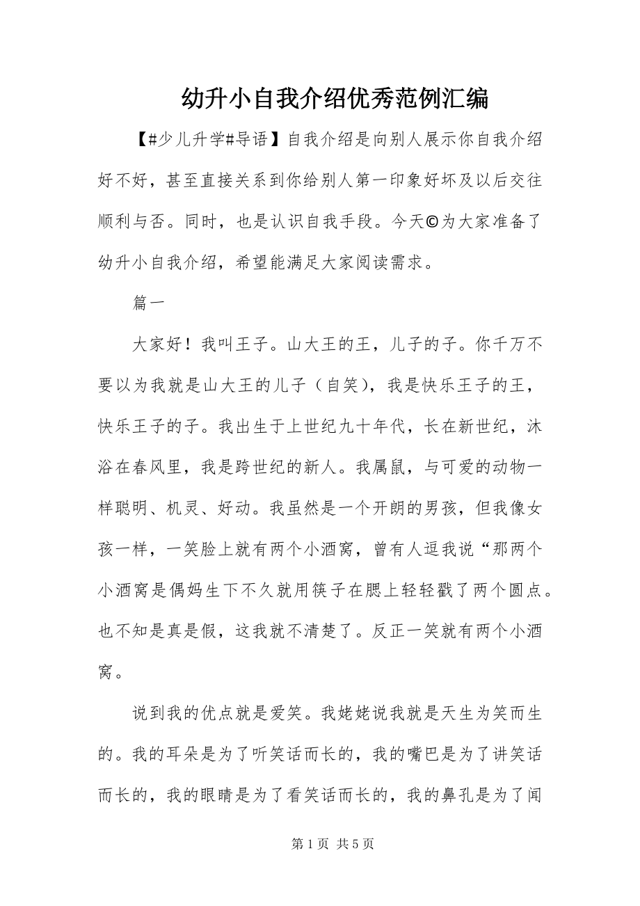 2023年幼升小自我介绍优秀范例汇编.docx_第1页