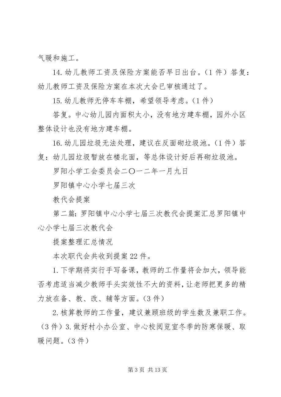 2023年罗阳镇中心小学七届三次教代会提案汇总答复情况.docx_第3页