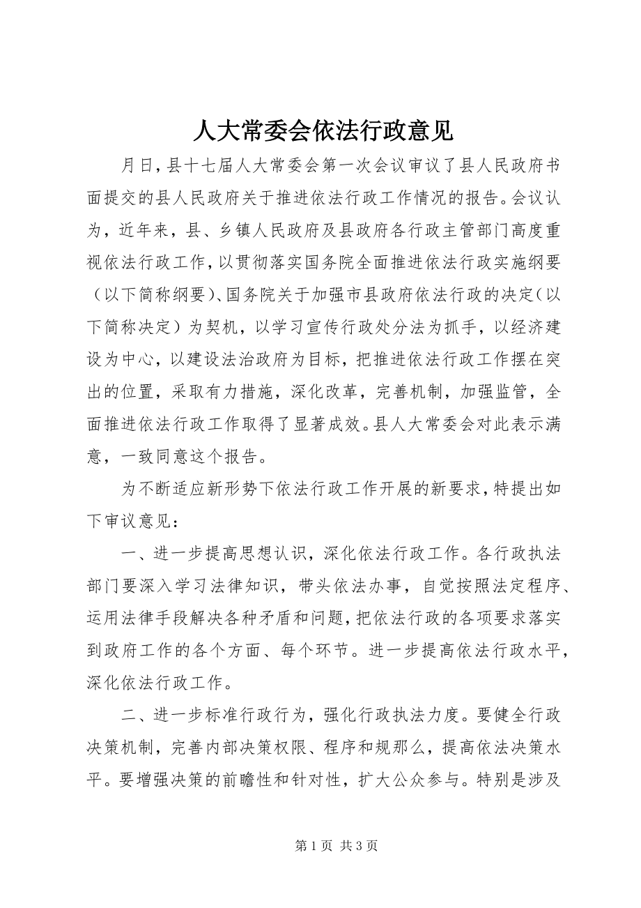 2023年人大常委会依法行政意见.docx_第1页