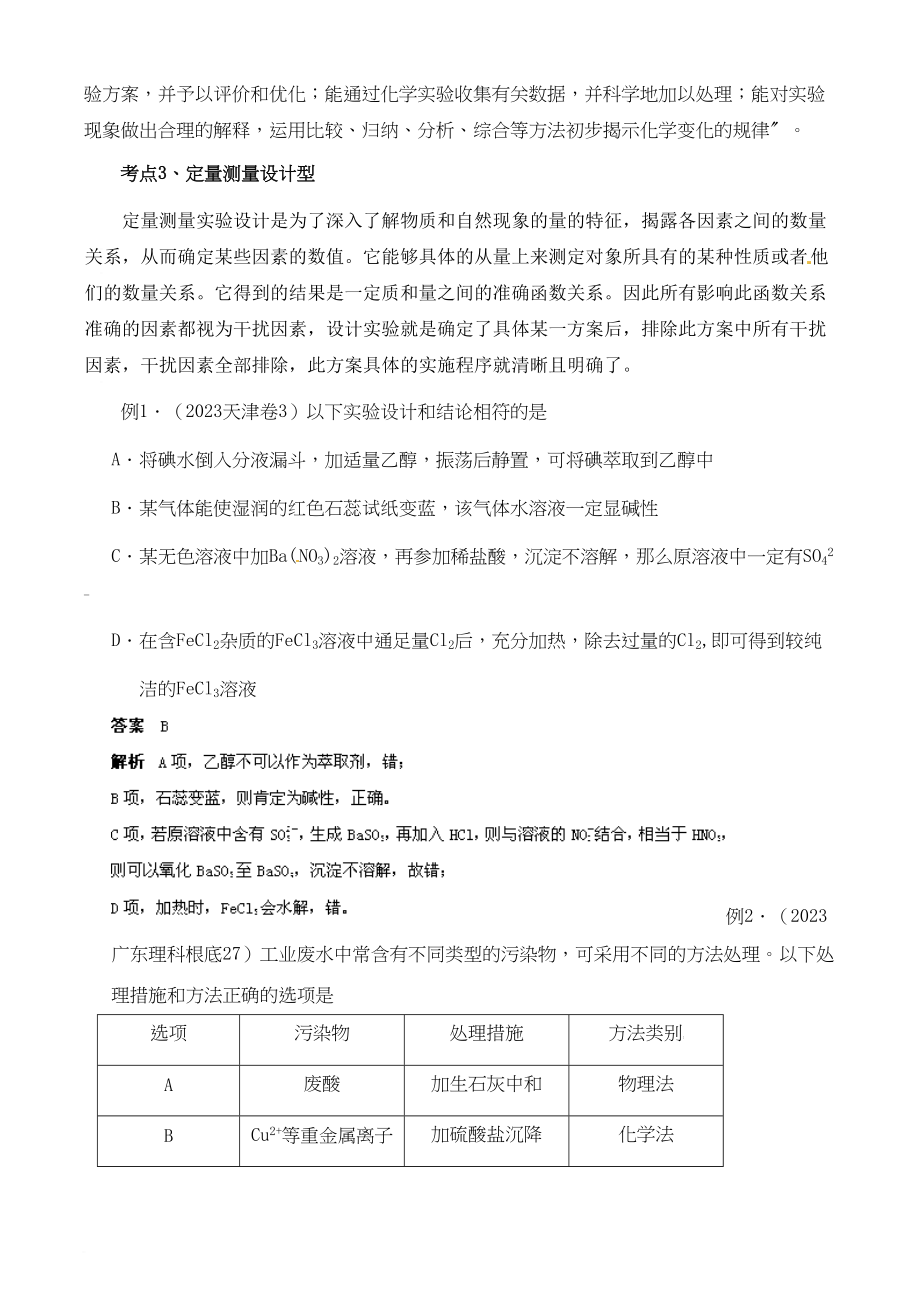 2023年高三化学高考考前20天备战冲刺系列专题11实验方案设计与评价doc高中化学.docx_第2页