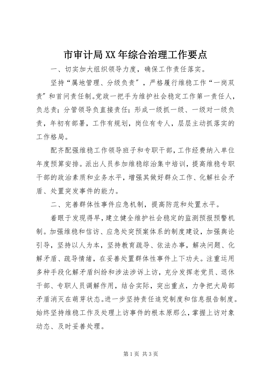 2023年市审计局综合治理工作要点.docx_第1页