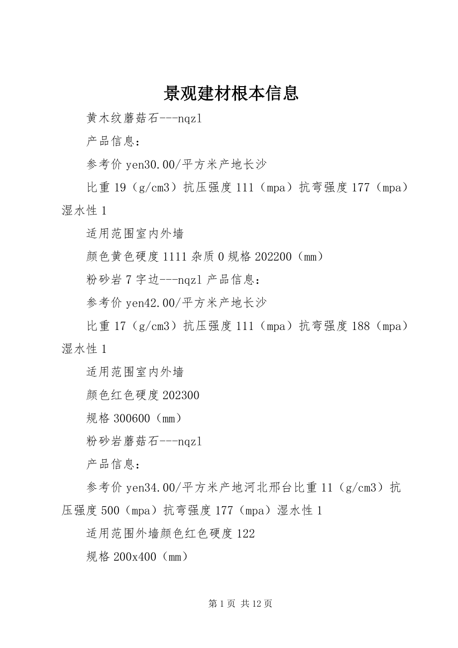 2023年景观建材基本信息.docx_第1页