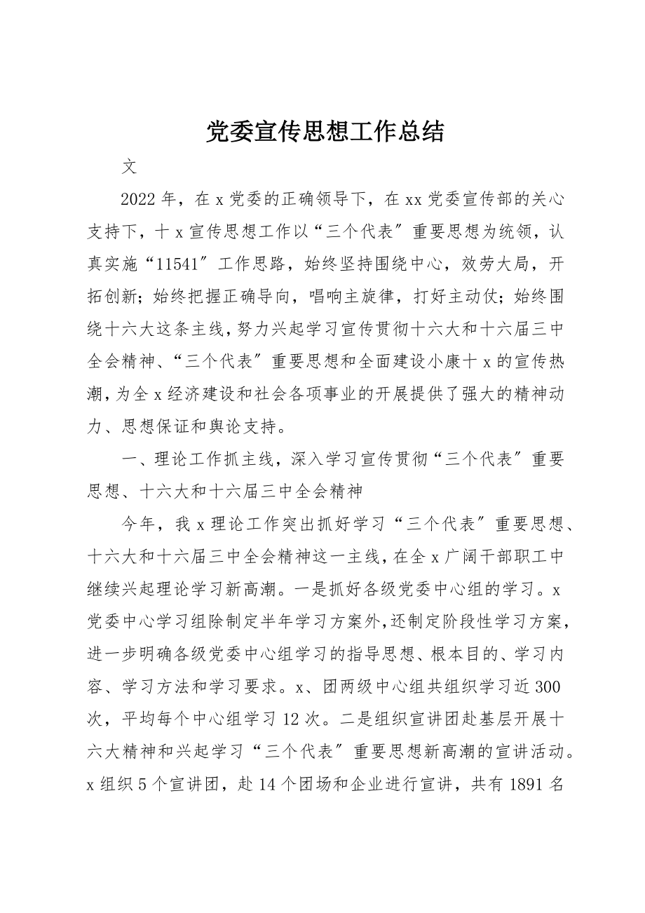 2023年党委宣传思想工作总结.docx_第1页