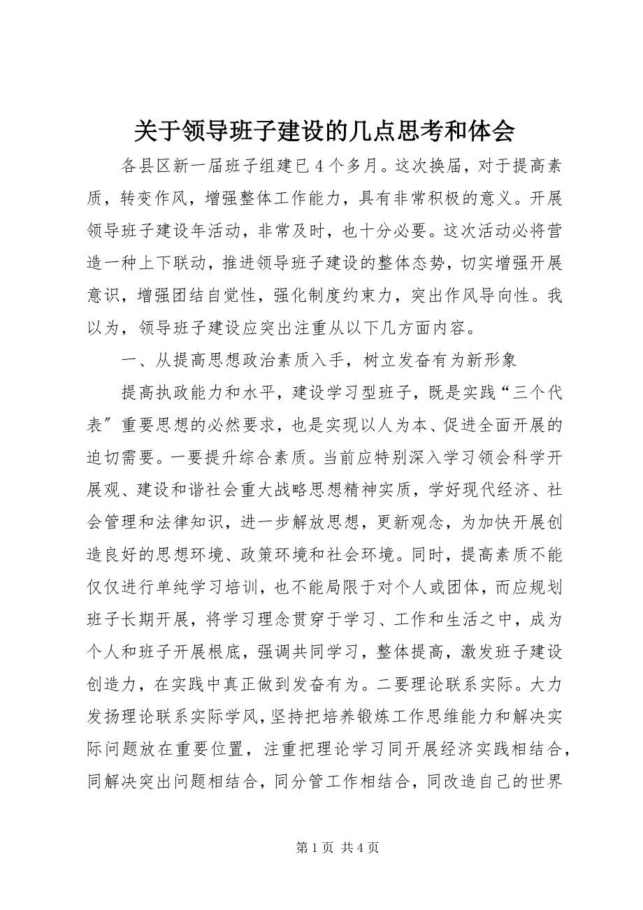 2023年领导班子建设的几点思考和体会.docx_第1页