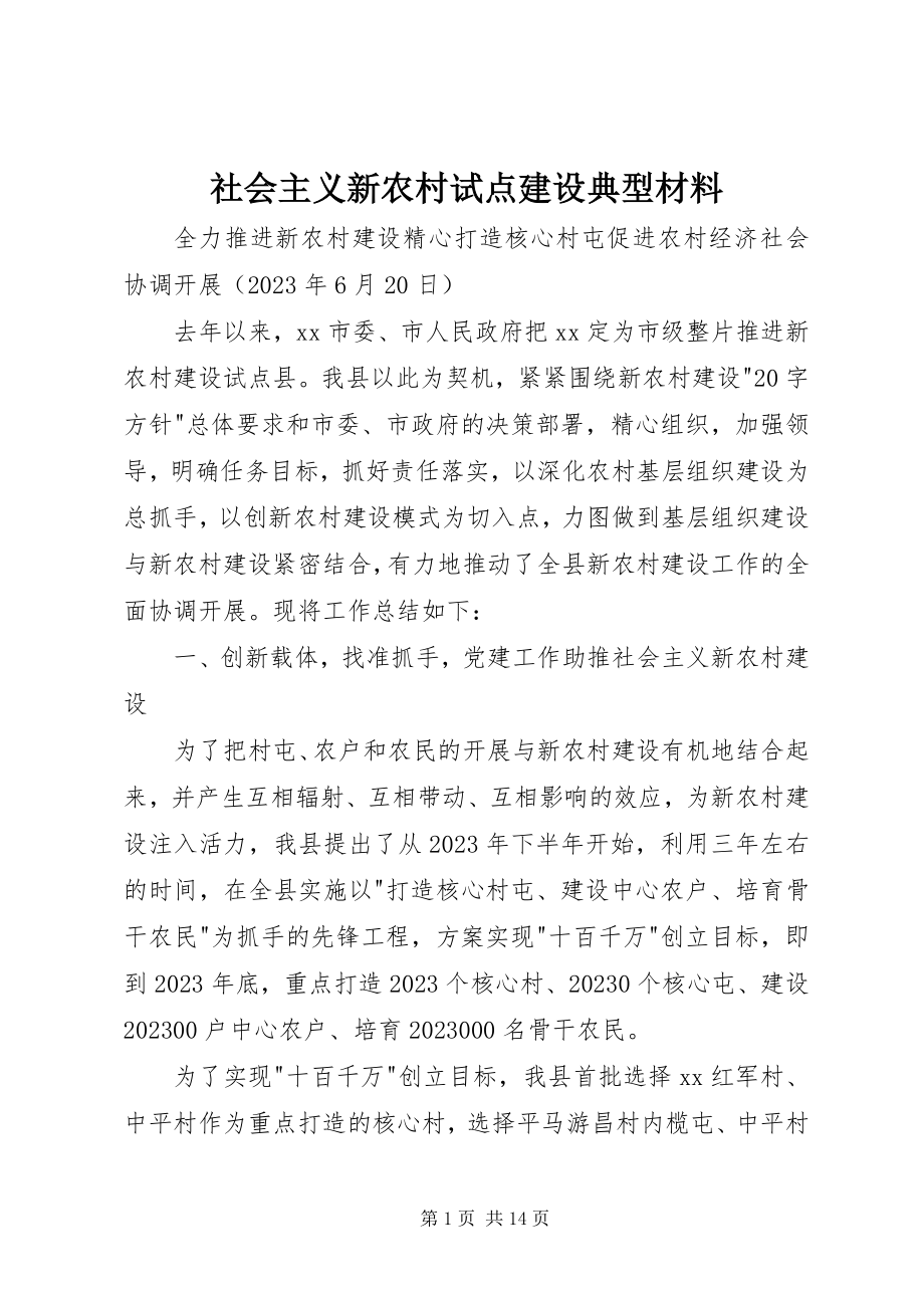 2023年社会主义新农村试点建设典型材料.docx_第1页