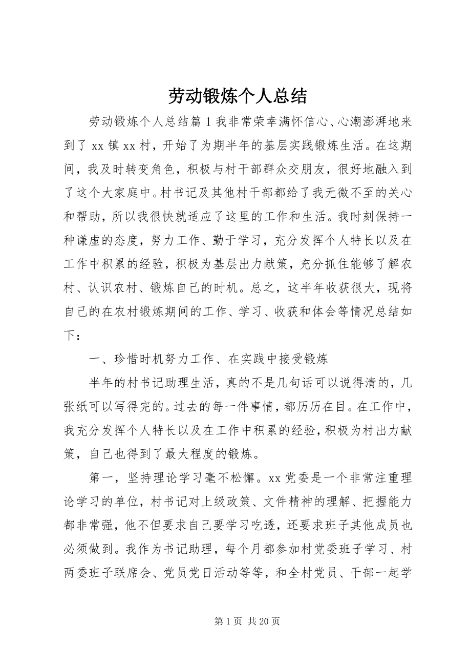 2023年劳动锻炼个人总结.docx_第1页