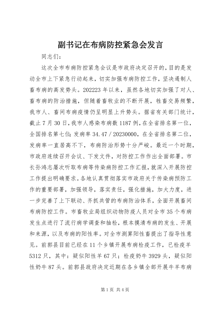 2023年副书记在布病防控紧急会讲话.docx_第1页