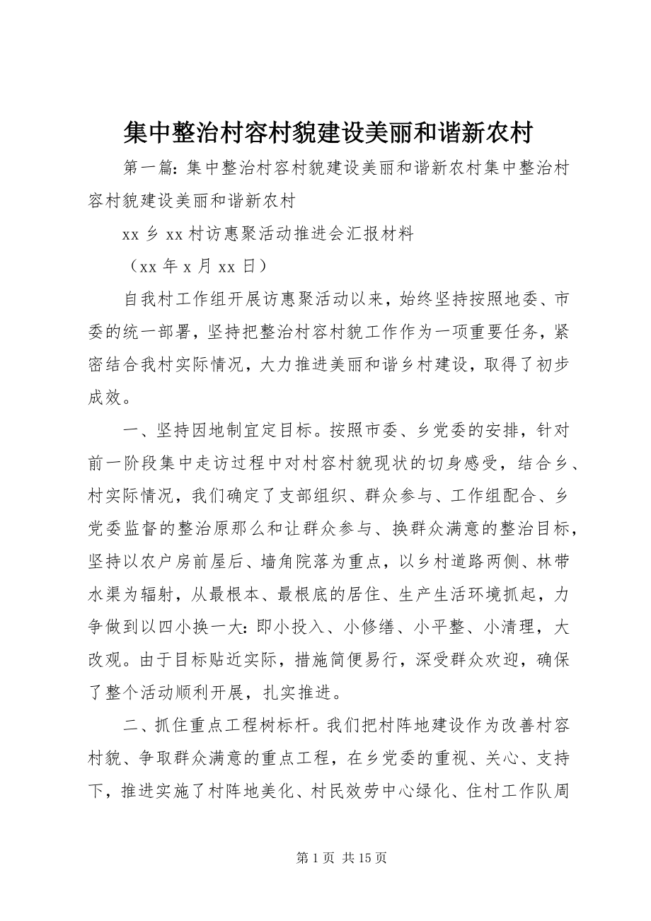 2023年集中整治村容村貌建设美丽和谐新农村.docx_第1页