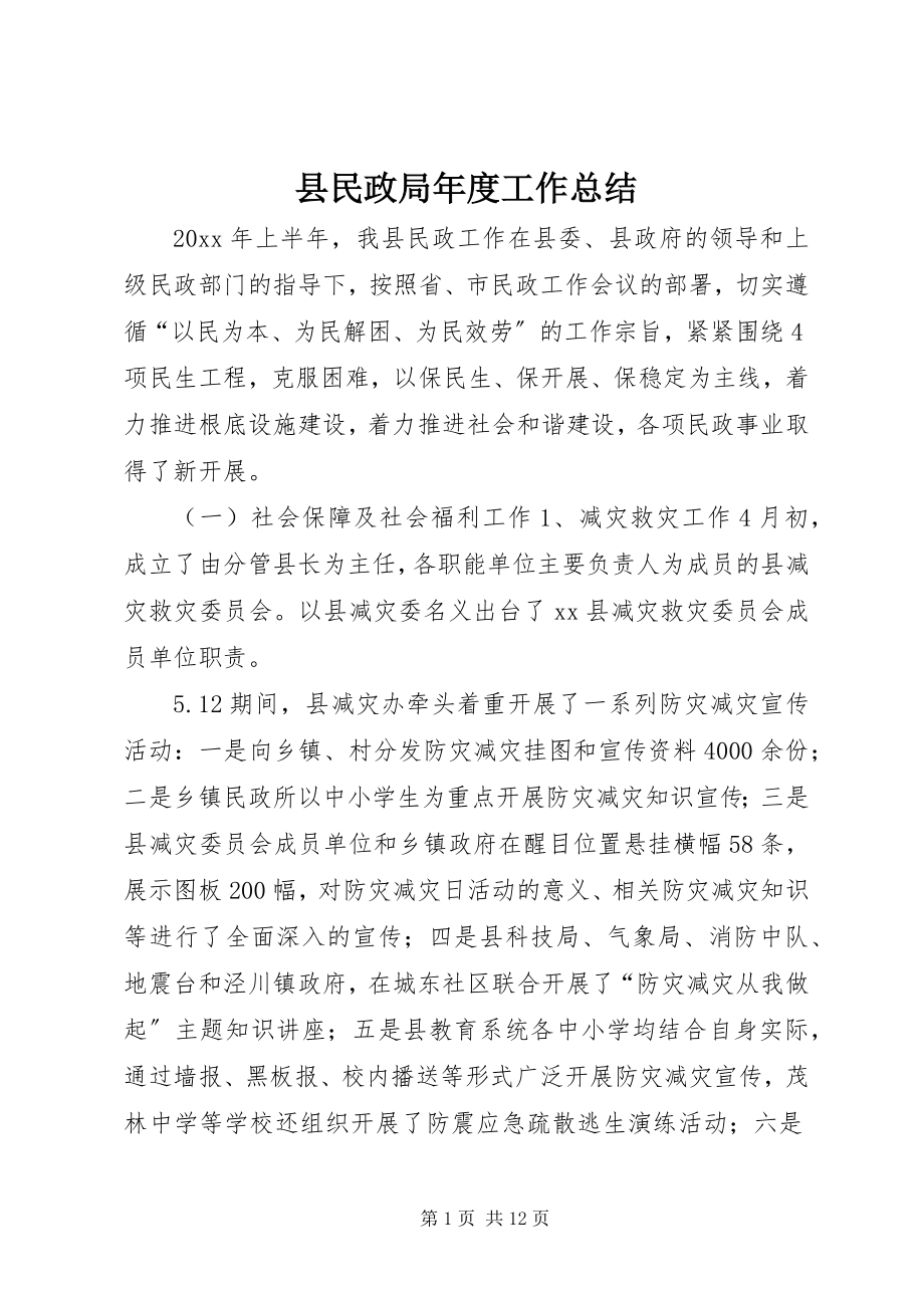 2023年县民政局年度工作总结.docx_第1页