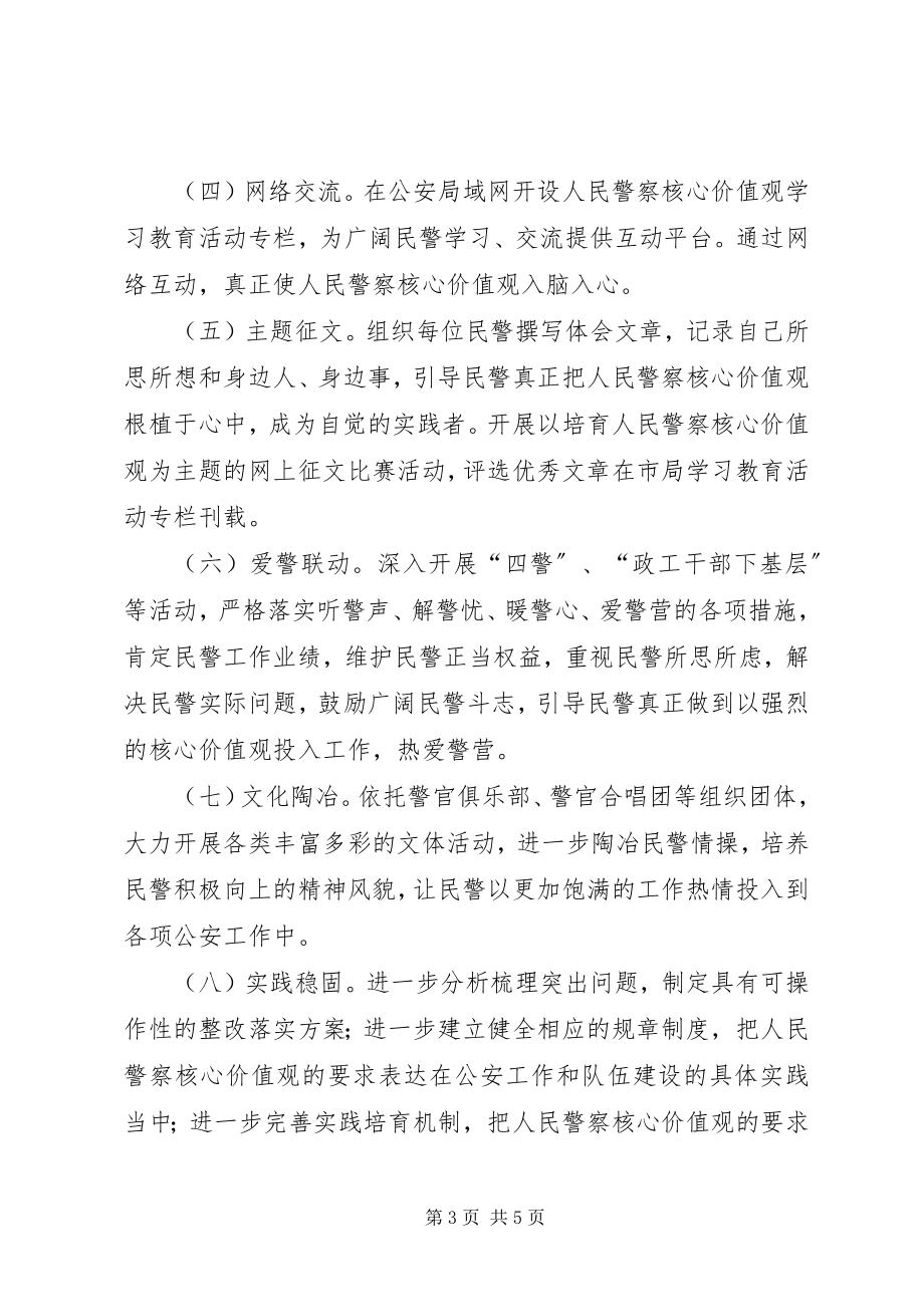 2023年全市公安机关部门人民警察核心价值观学习教育活动方案.docx_第3页