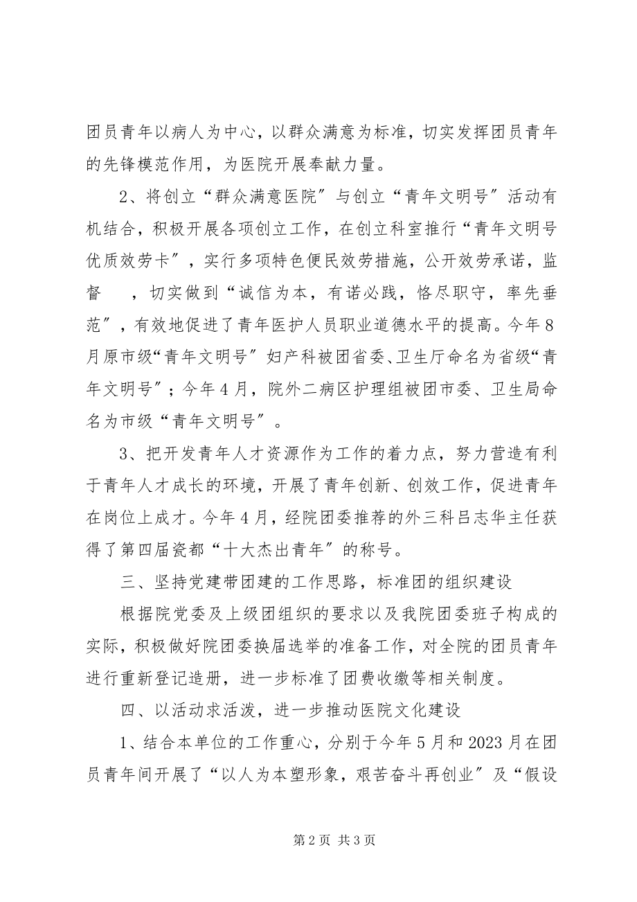 2023年医院团委工作总结及工作要点.docx_第2页