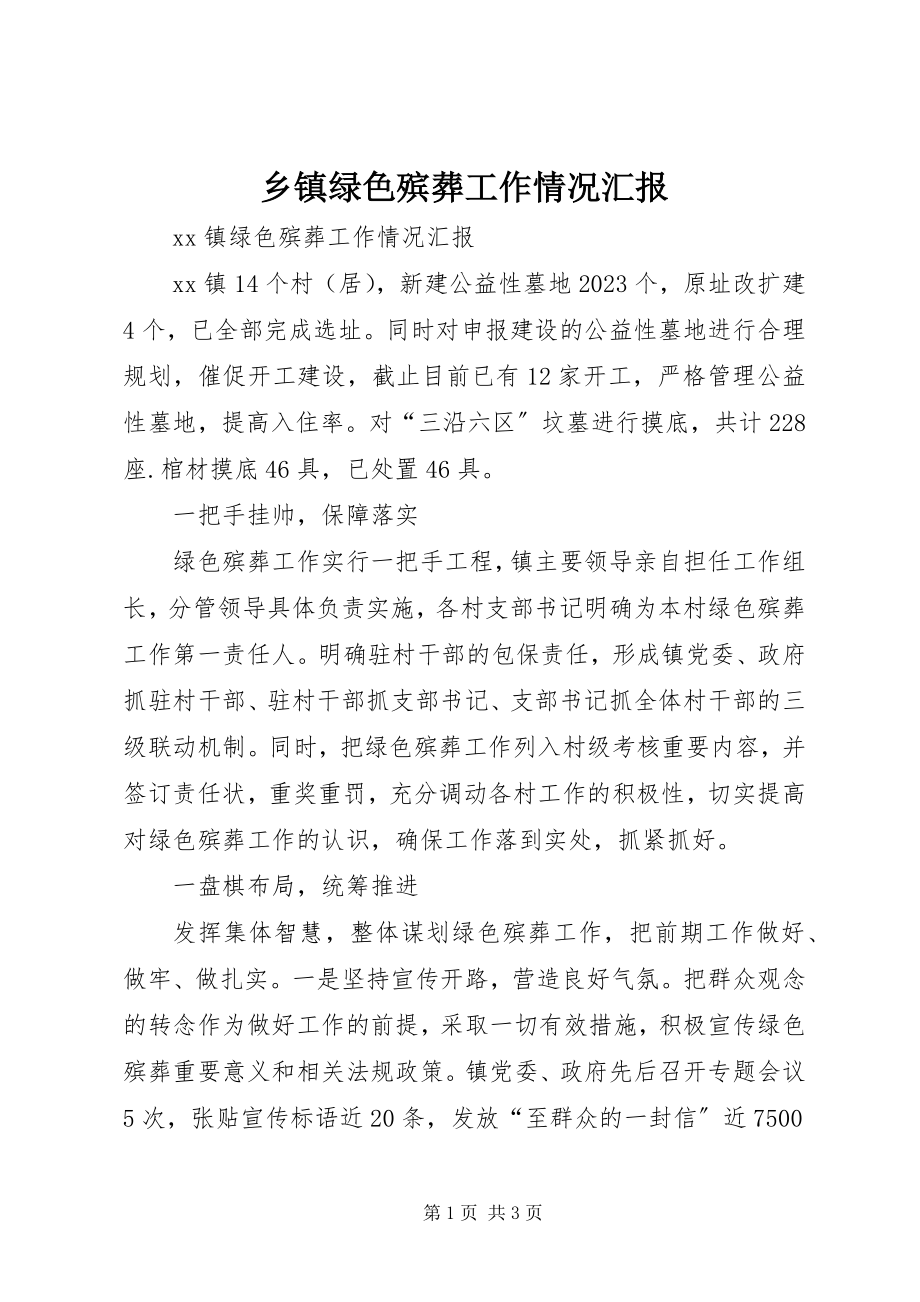 2023年乡镇绿色殡葬工作情况汇报.docx_第1页