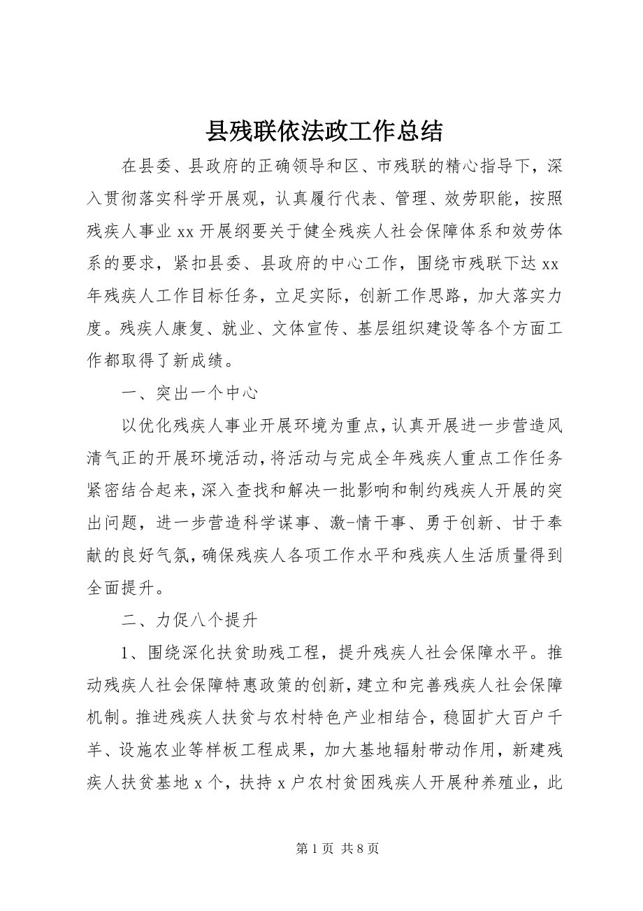 2023年县残联依法政工作总结.docx_第1页