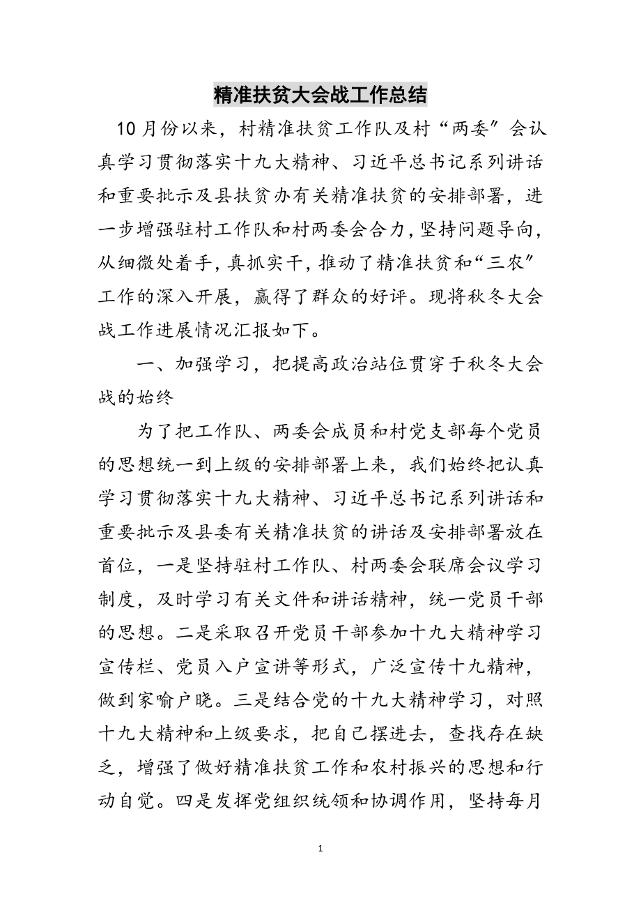 2023年精准扶贫大会战工作总结范文.doc_第1页