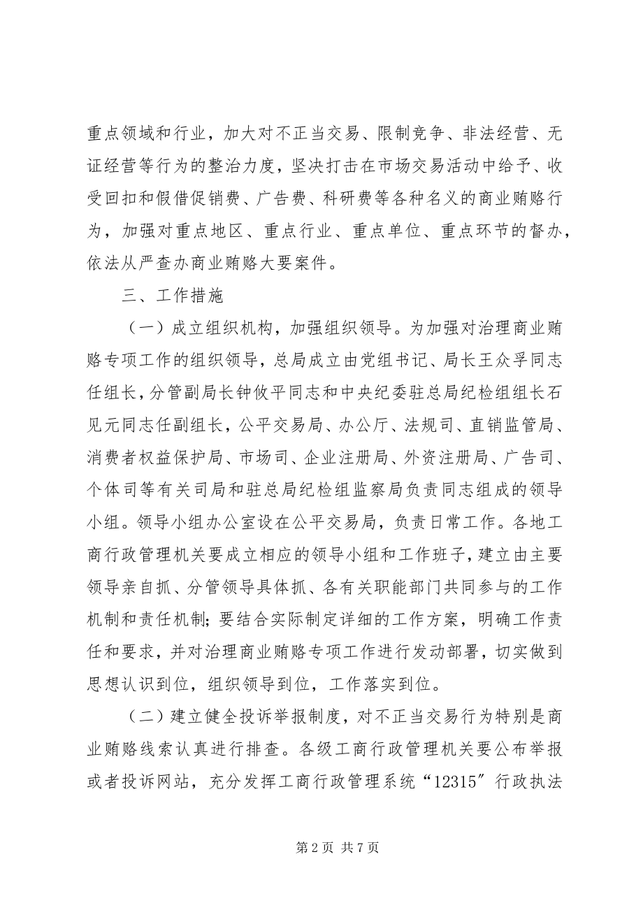 2023年工商行政管理机关治理商业贿赂专项工作实施方案.docx_第2页