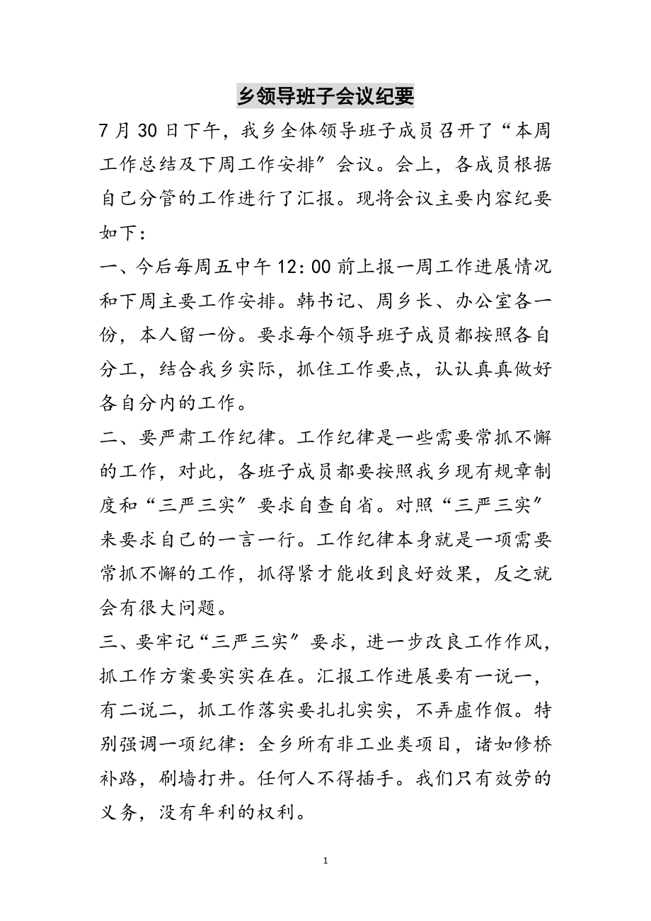 2023年乡领导班子会议纪要范文.doc_第1页