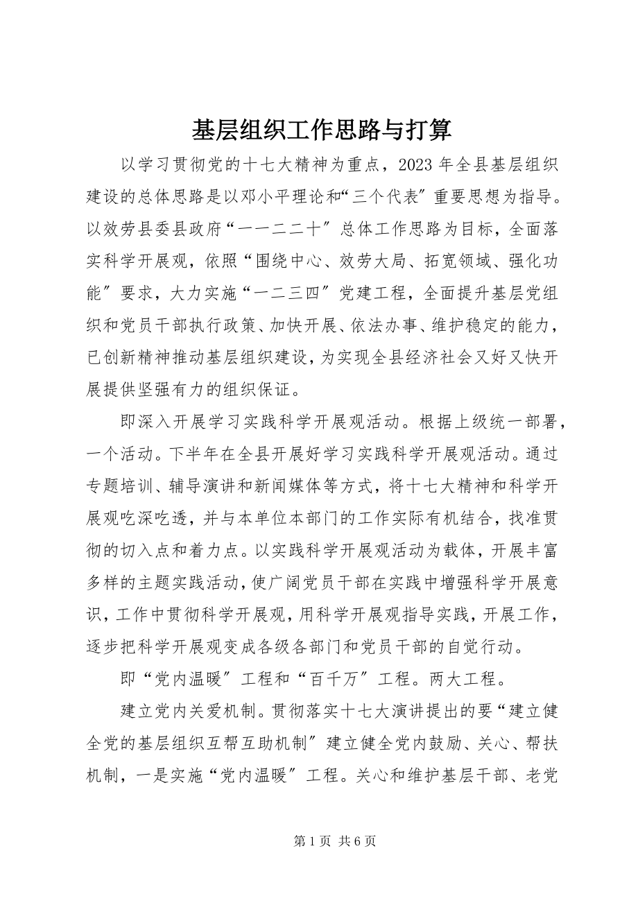 2023年基层组织工作思路与打算.docx_第1页