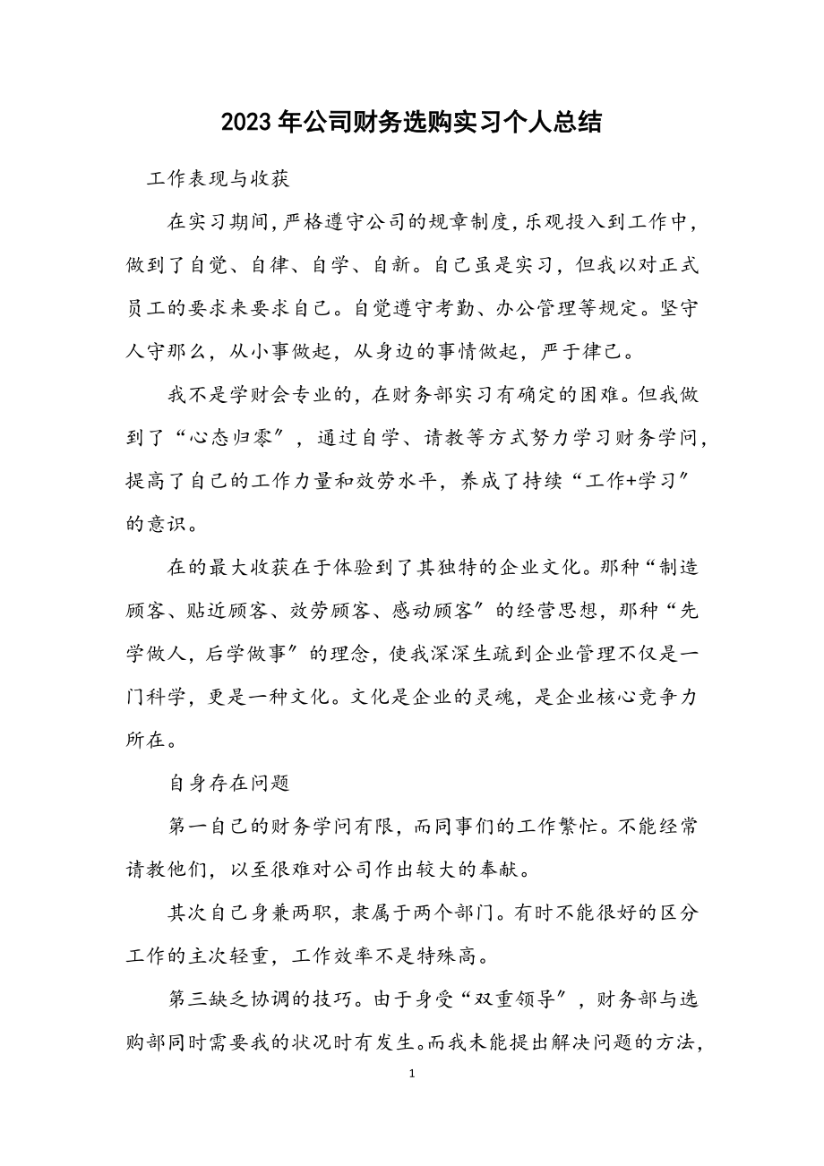 2023年公司财务采购实习个人总结.docx_第1页