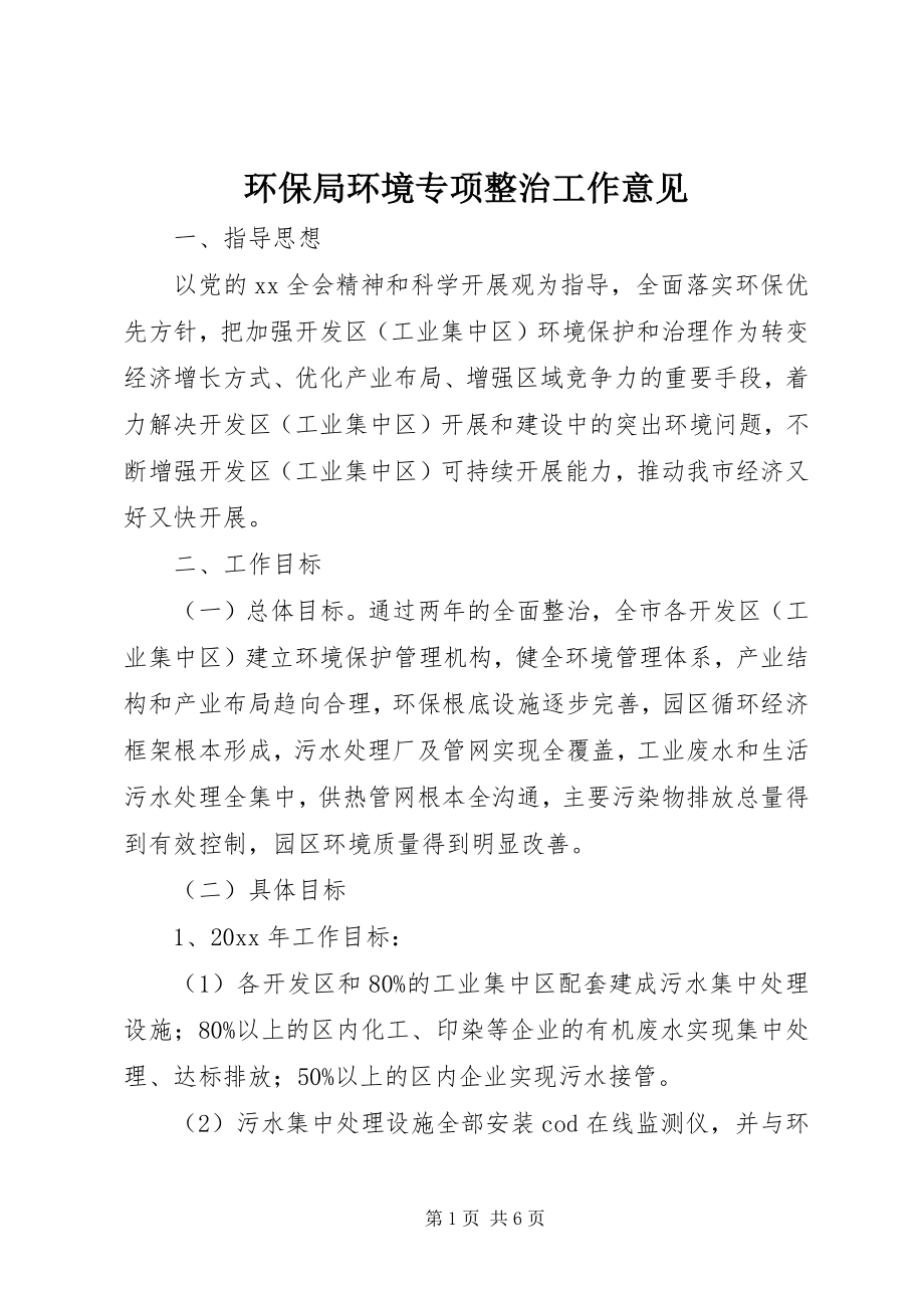 2023年环保局环境专项整治工作意见.docx_第1页