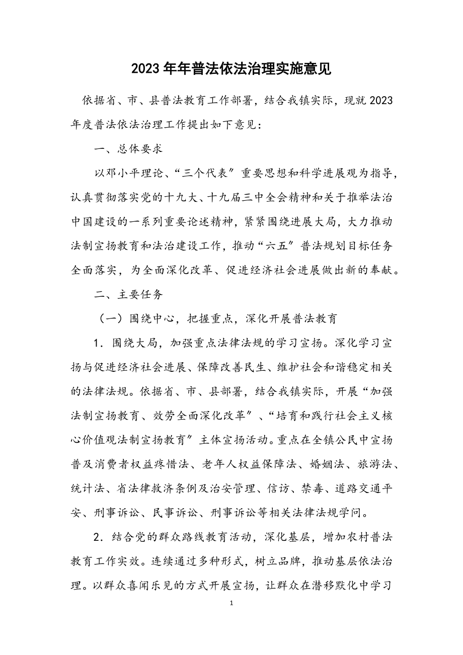 2023年普法依法治理实施意见_1.docx_第1页