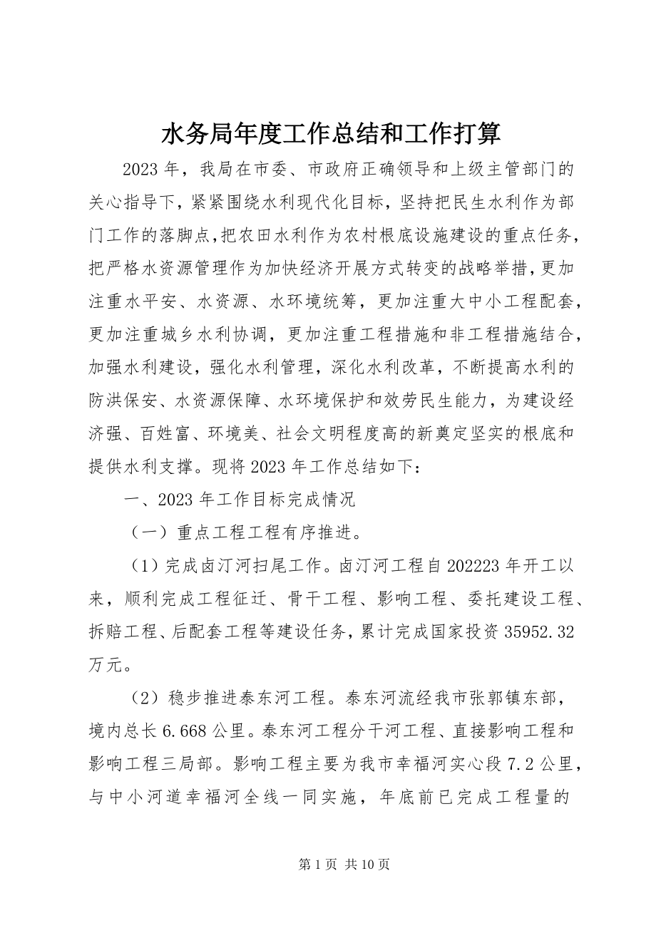 2023年水务局年度工作总结和工作打算.docx_第1页