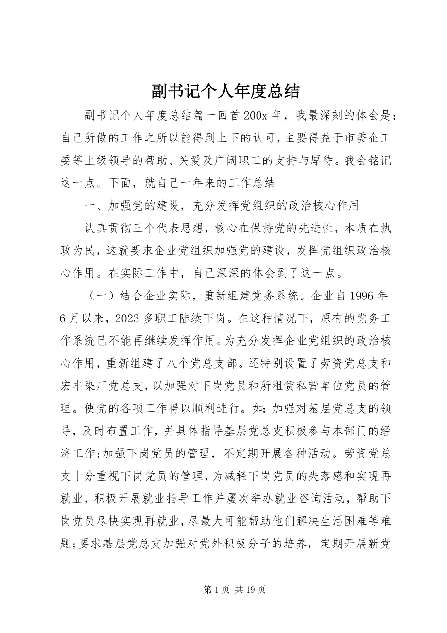 2023年副书记个人年度总结.docx_第1页