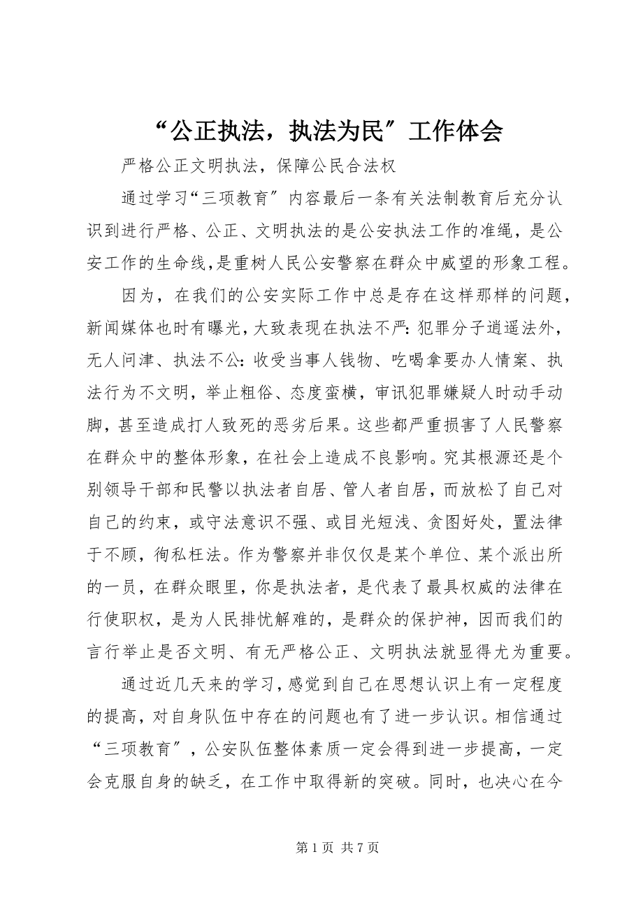 2023年“公正执法执法为民”工作体会新编.docx_第1页