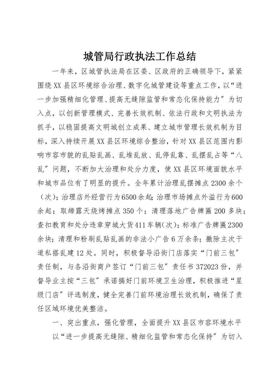 2023年城管局行政执法工作总结.docx_第1页