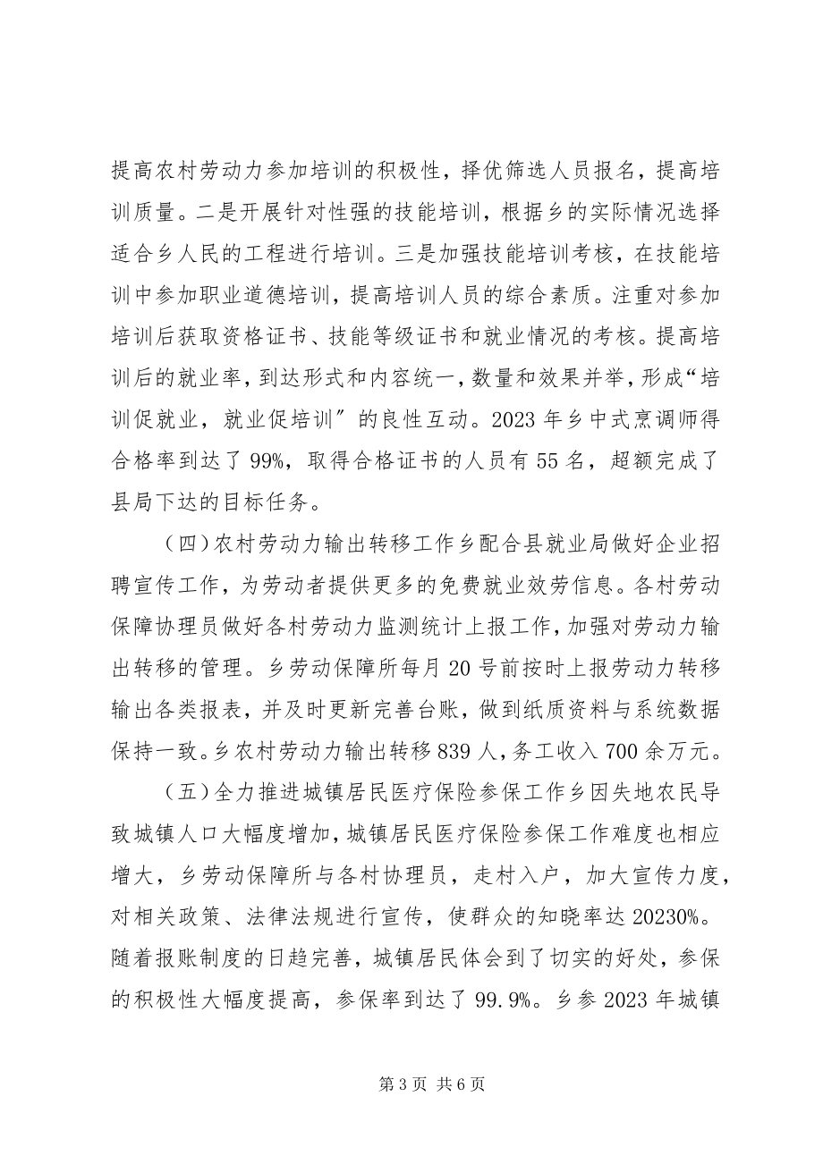 2023年乡镇劳动就业和社会保障民生工程工作总结.docx_第3页