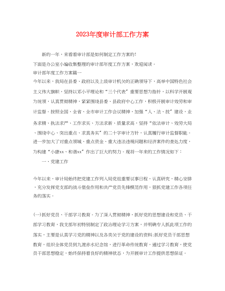 2023年度审计部工作计划.docx_第1页