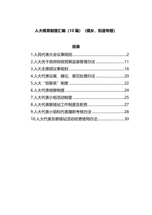 人大规章制度汇编（10篇）（镇乡、街道专题）.docx