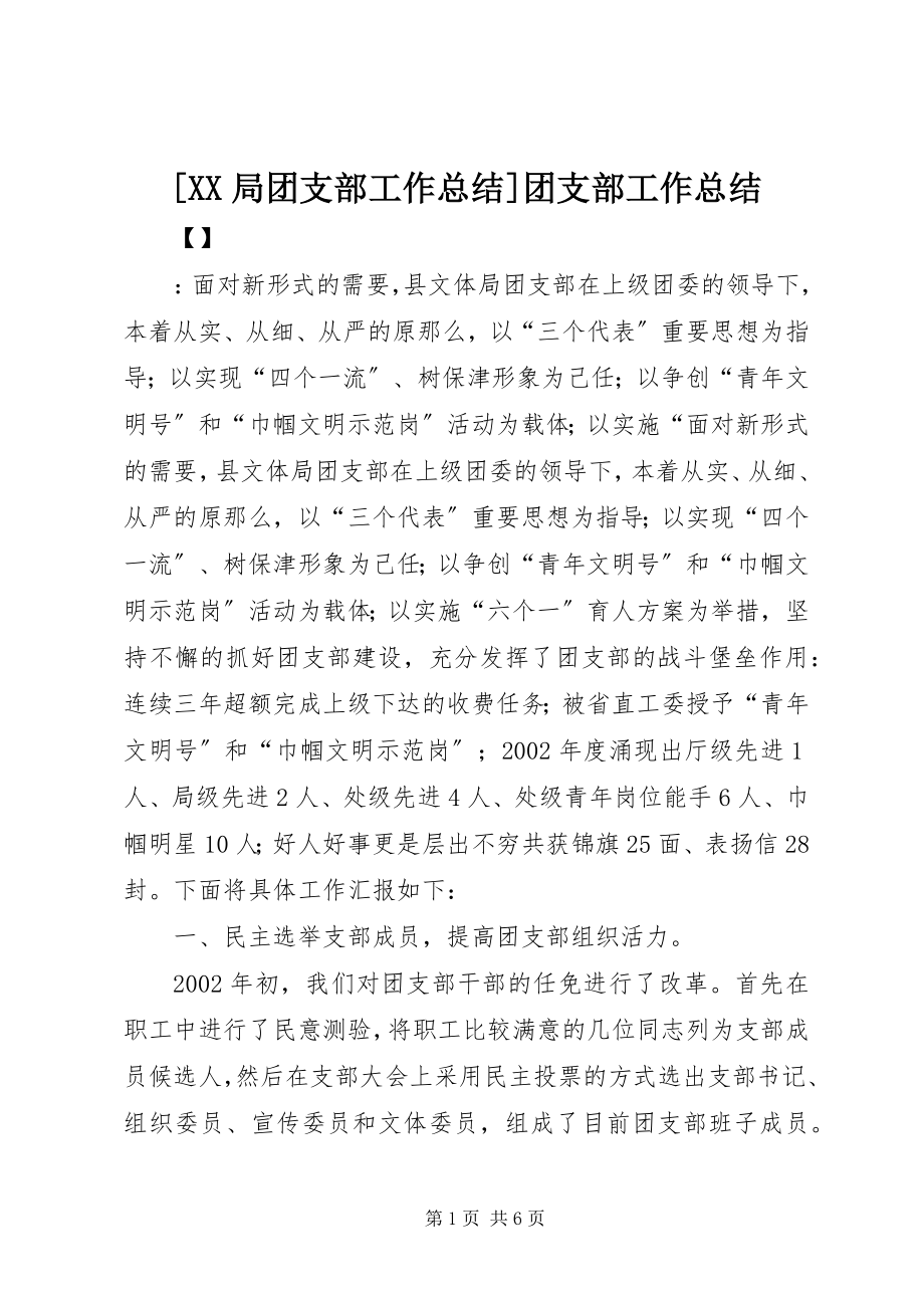 2023年XX局团支部工作总结团支部工作总结.docx_第1页