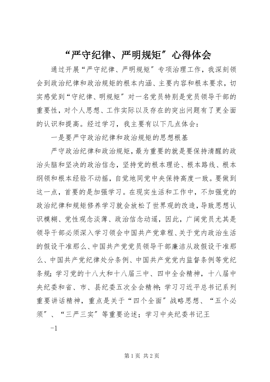 2023年“严守纪律严明规矩”心得体会新编.docx_第1页