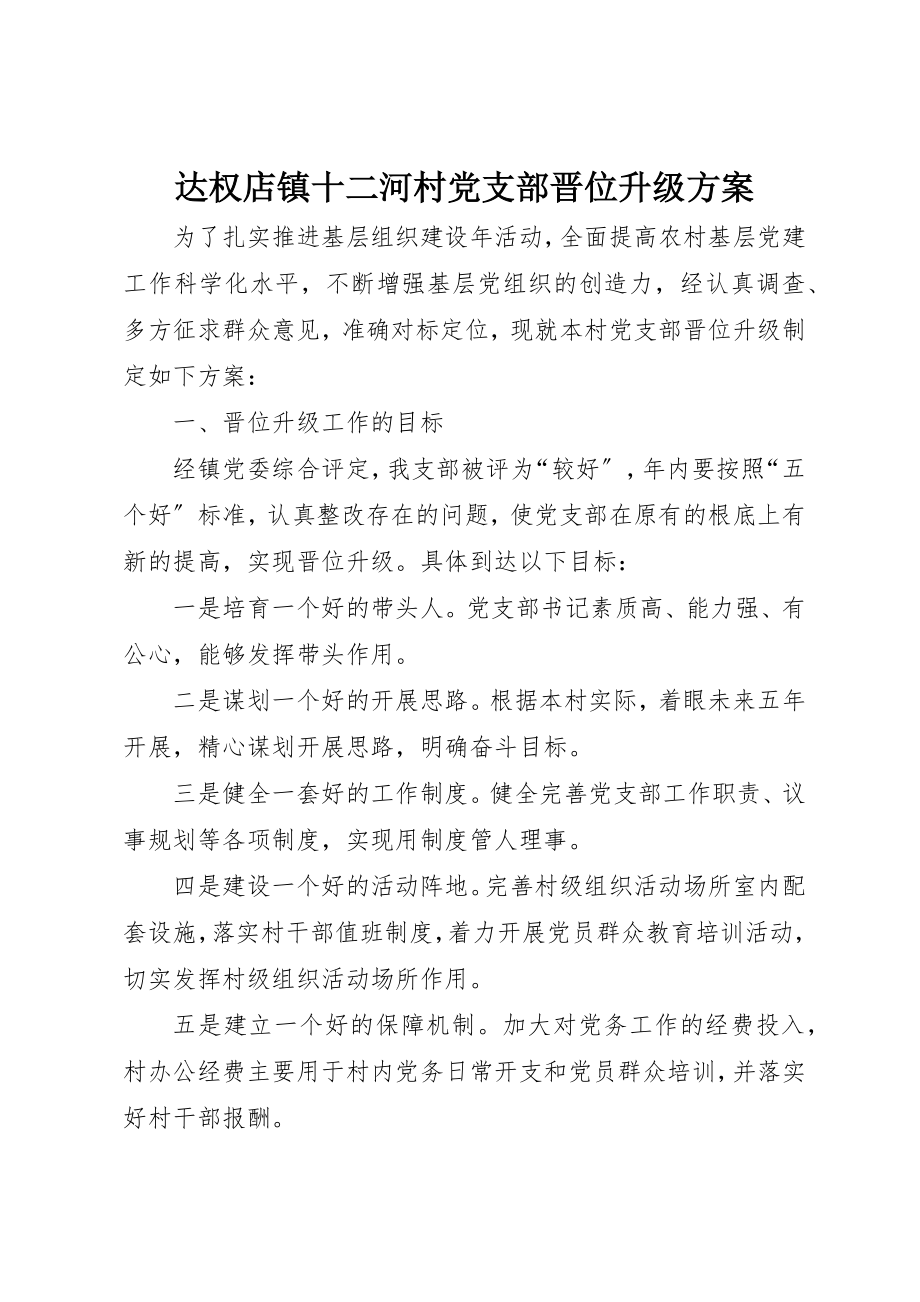 2023年达权店镇十二河村党支部晋位升级方案新编.docx_第1页