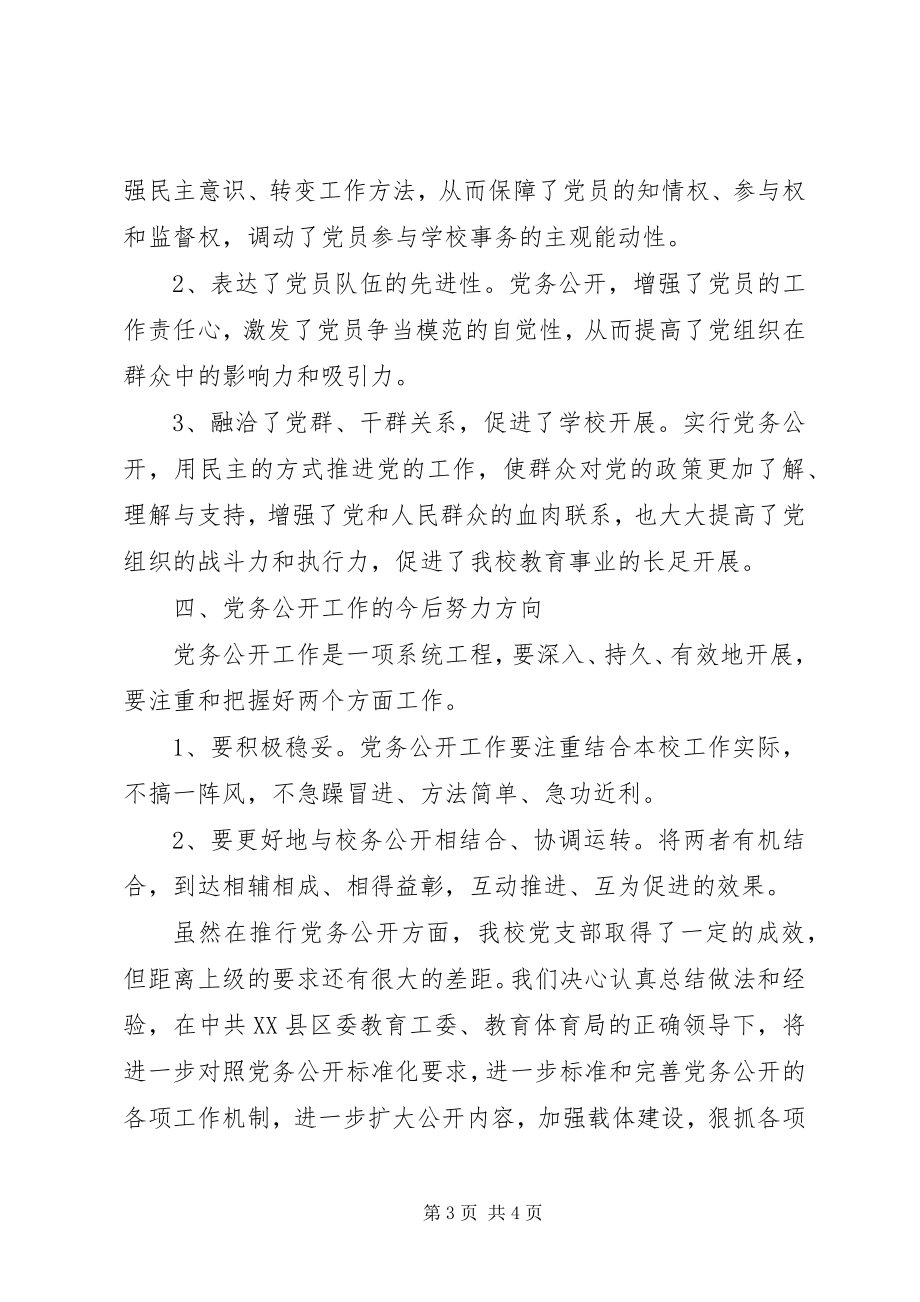 2023年辉康中学支部委员会党务公开工作总结.docx_第3页