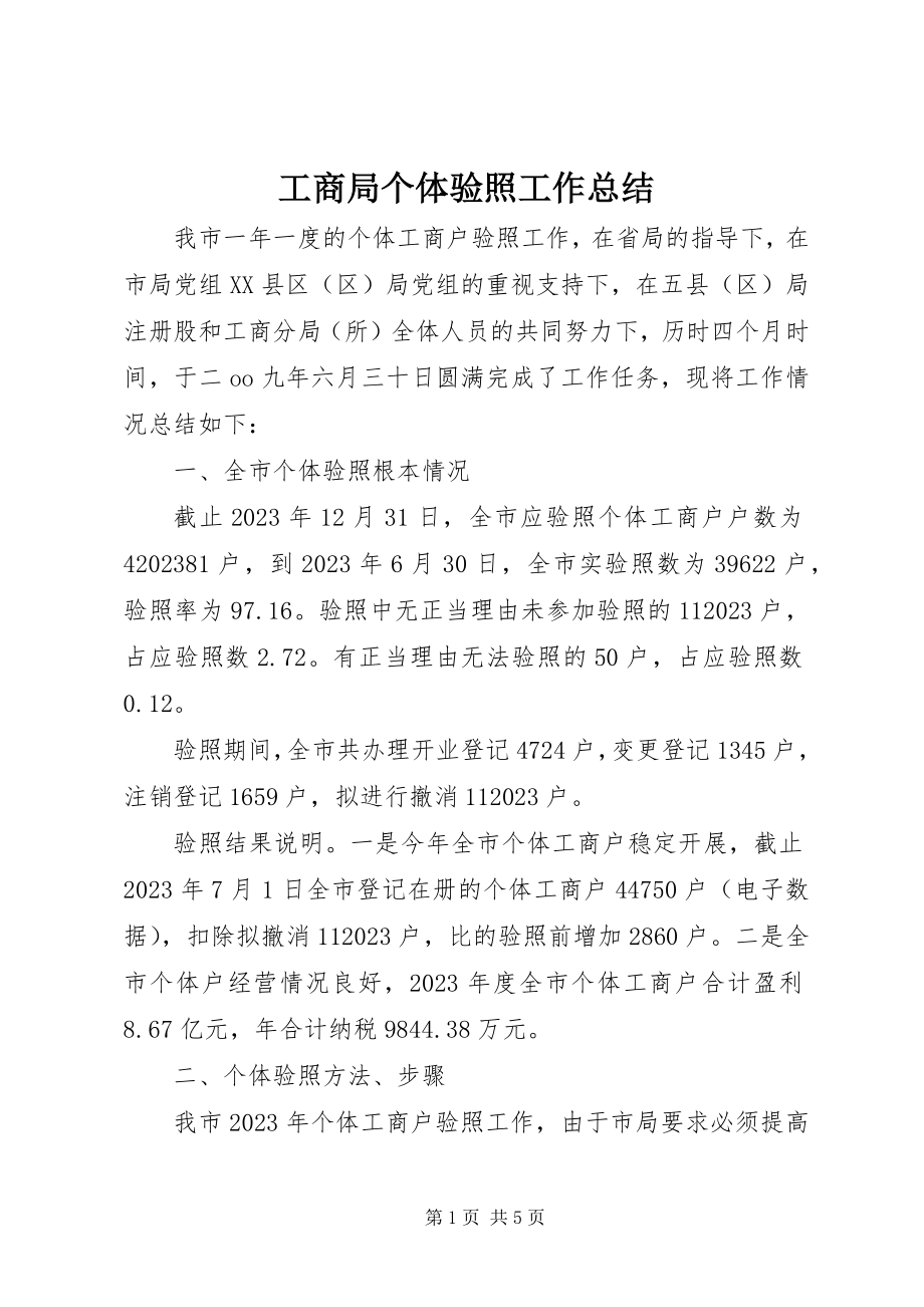 2023年工商局个体验照工作总结.docx_第1页