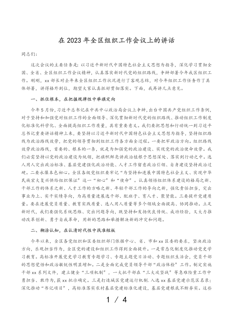 在2023年全区组织工作会议上的讲话.doc_第1页