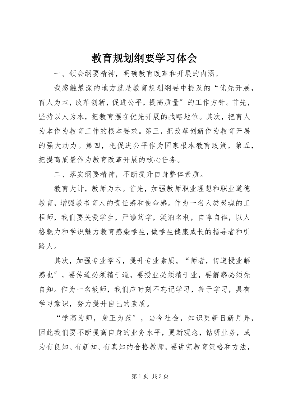 2023年教育规划纲要学习体会.docx_第1页