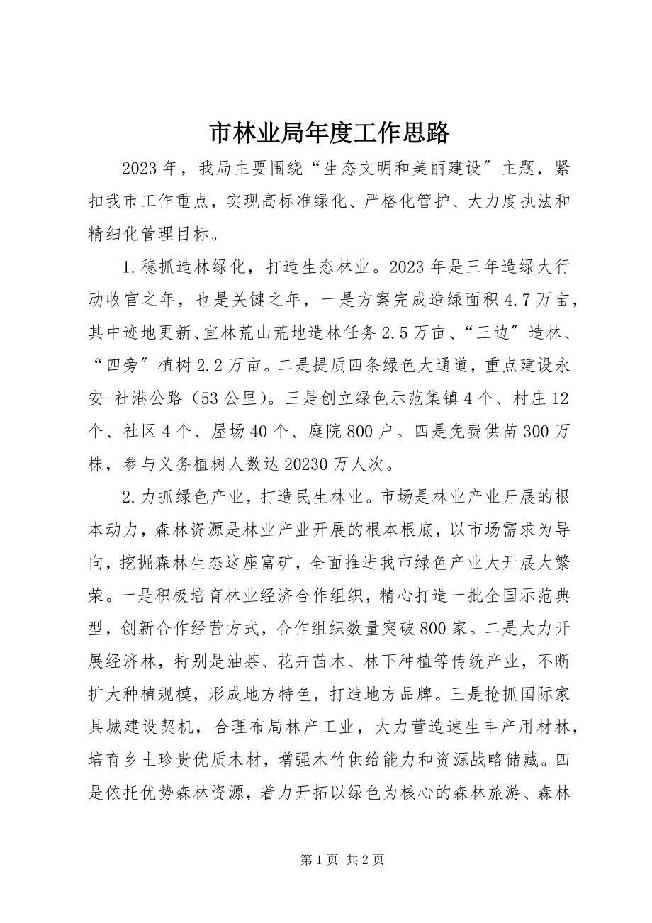 2023年市林业局年度工作思路.docx_第1页