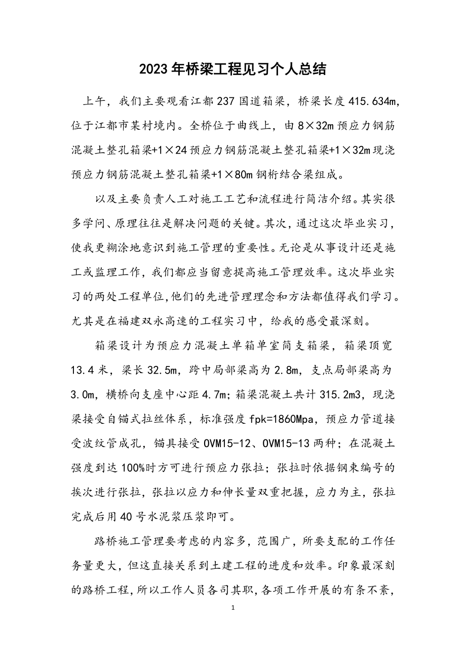 2023年桥梁工程见习个人总结.docx_第1页