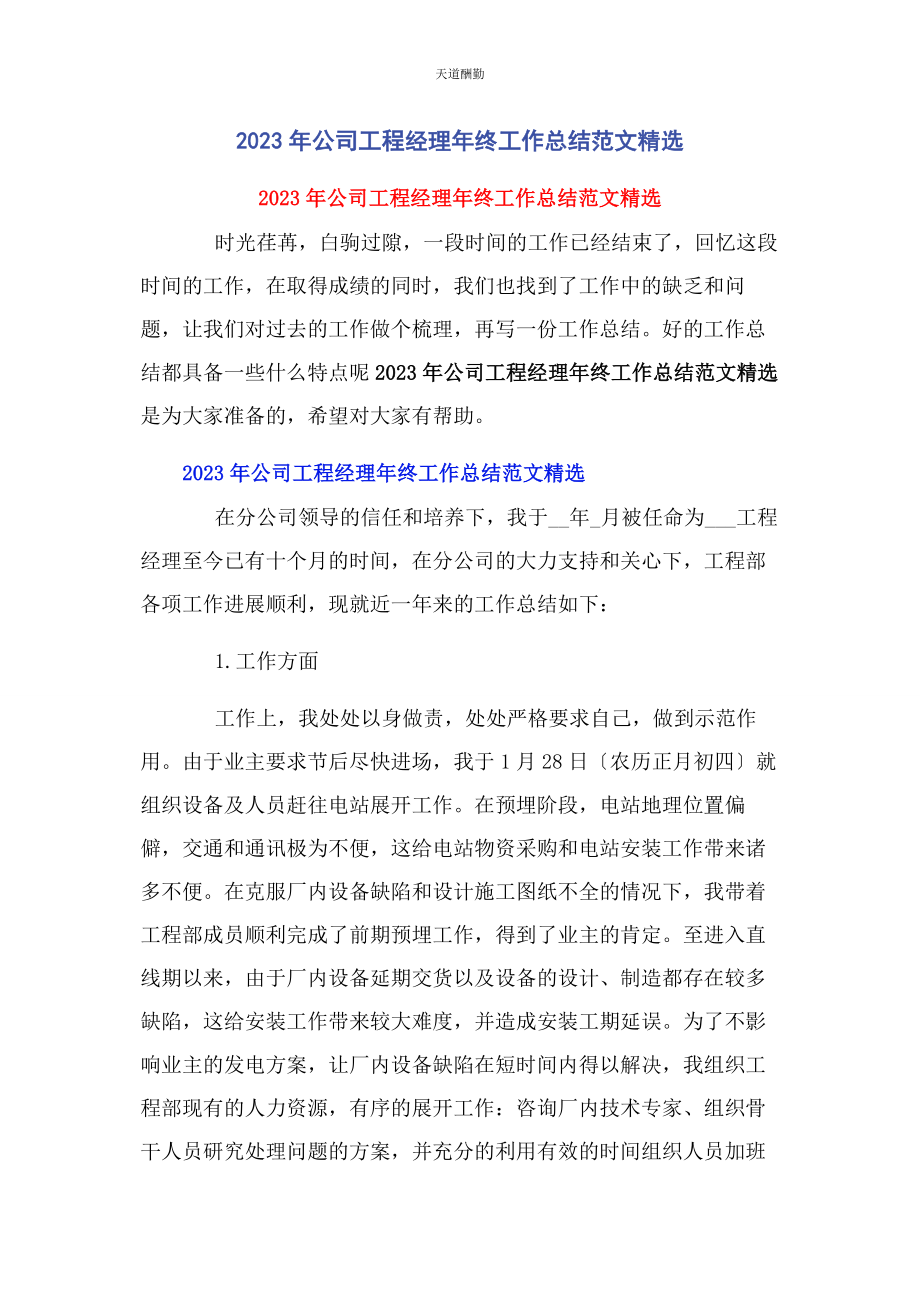 2023年公司项目经理终工作总结.docx_第1页