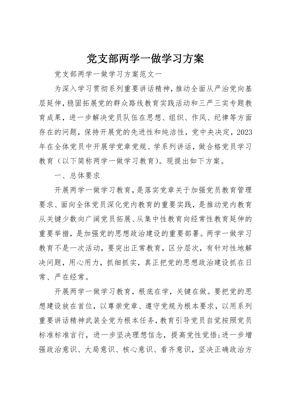 2023年党支部两学一做学习计划.docx_第1页