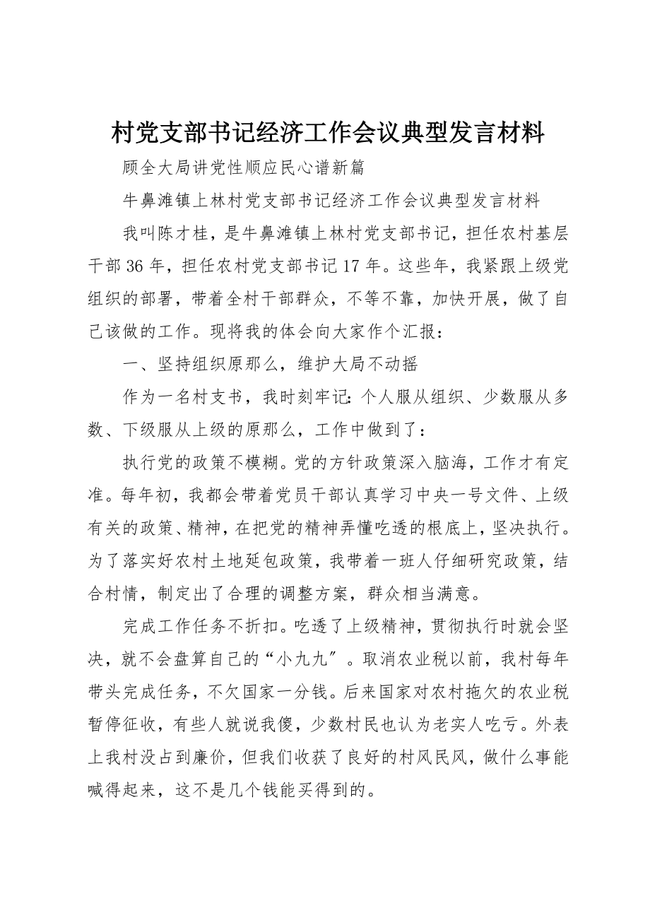 2023年村党支部书记经济工作会议典型讲话材料新编.docx_第1页