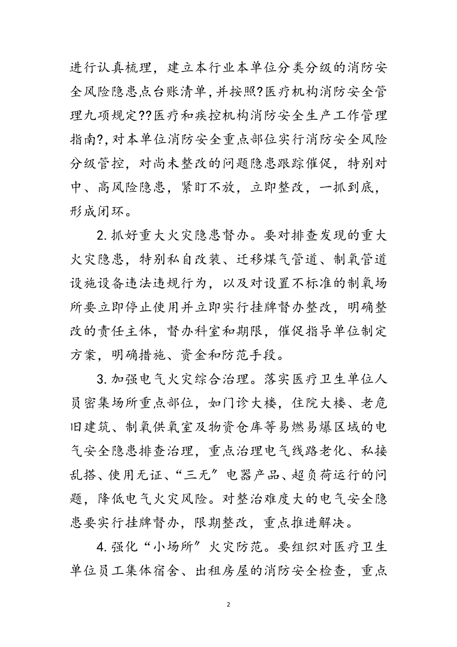 2023年卫生系统消防安全隐患大排查大整治方案范文.doc_第2页