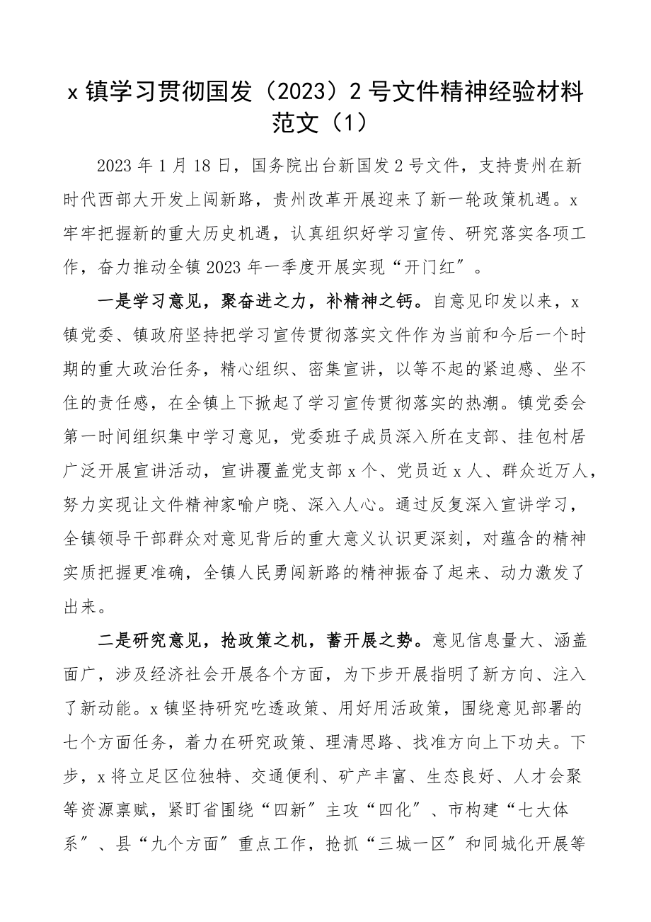 学习贯彻国发〔2023〕2号文件精神经验材料共3篇.docx_第1页