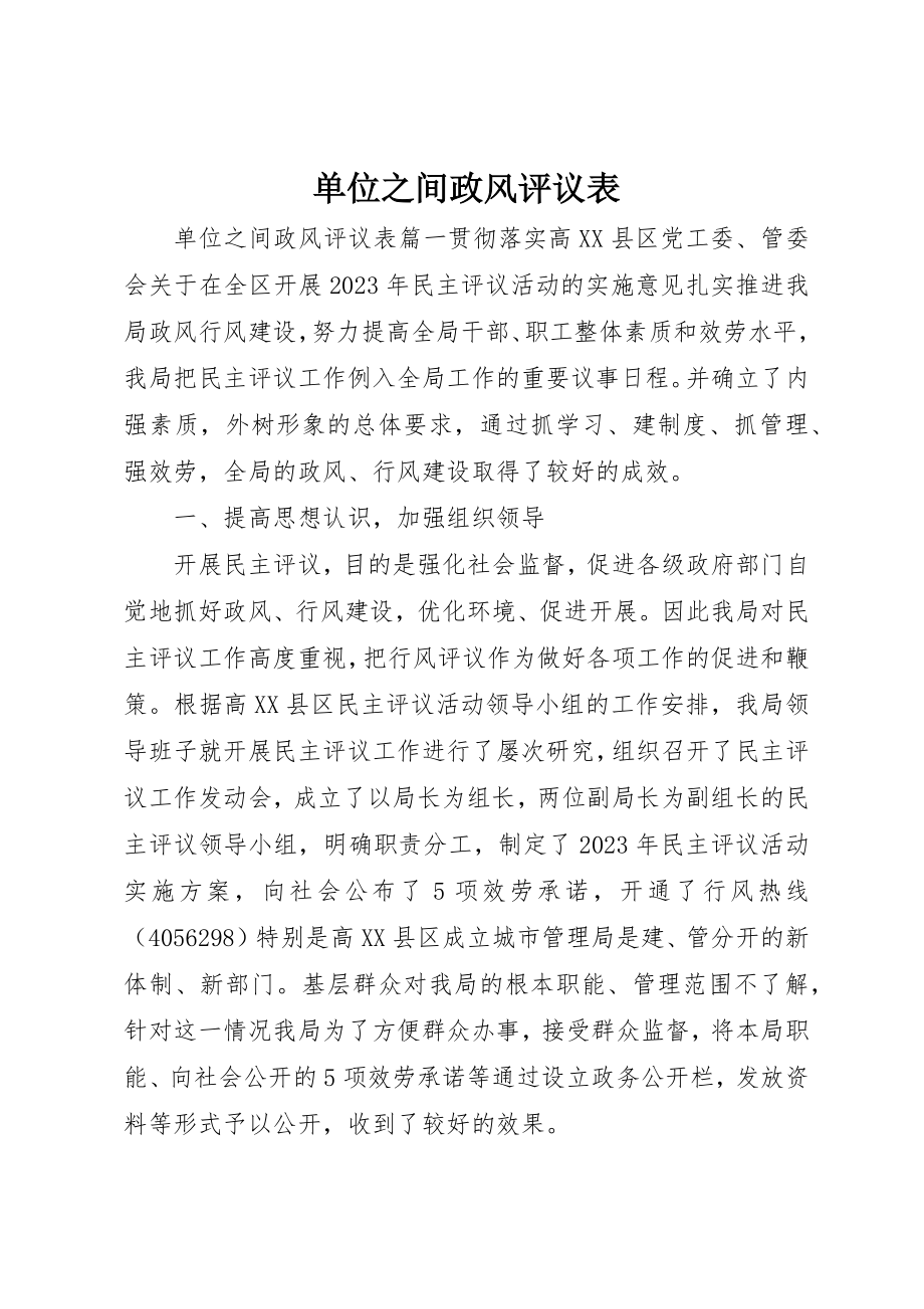 2023年单位之间政风评议表.docx_第1页